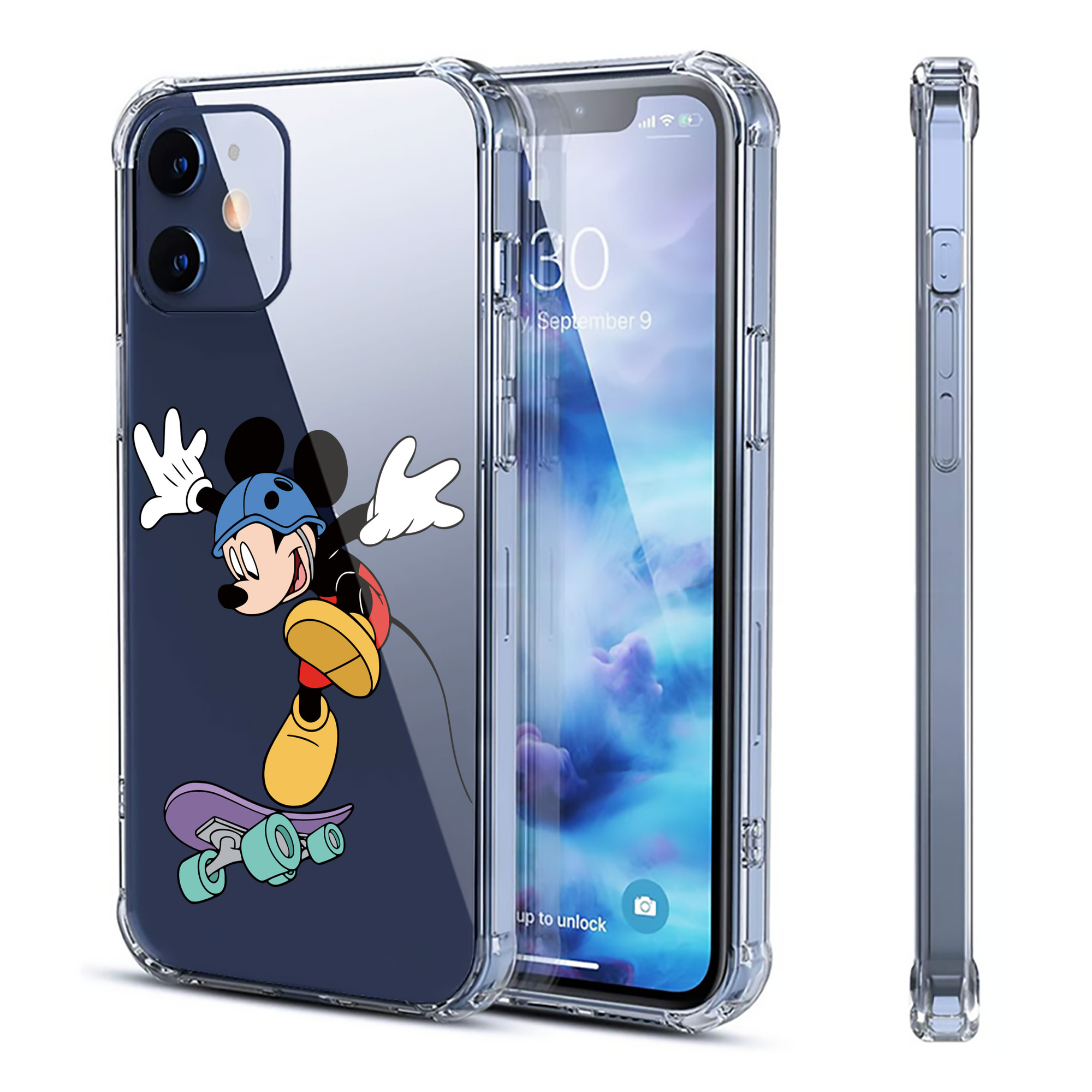 （画像用） ミッキーマウス Mickey Mouse 【iPhone 12シリーズ対応】透明スマホケース（クリアソフトケース）